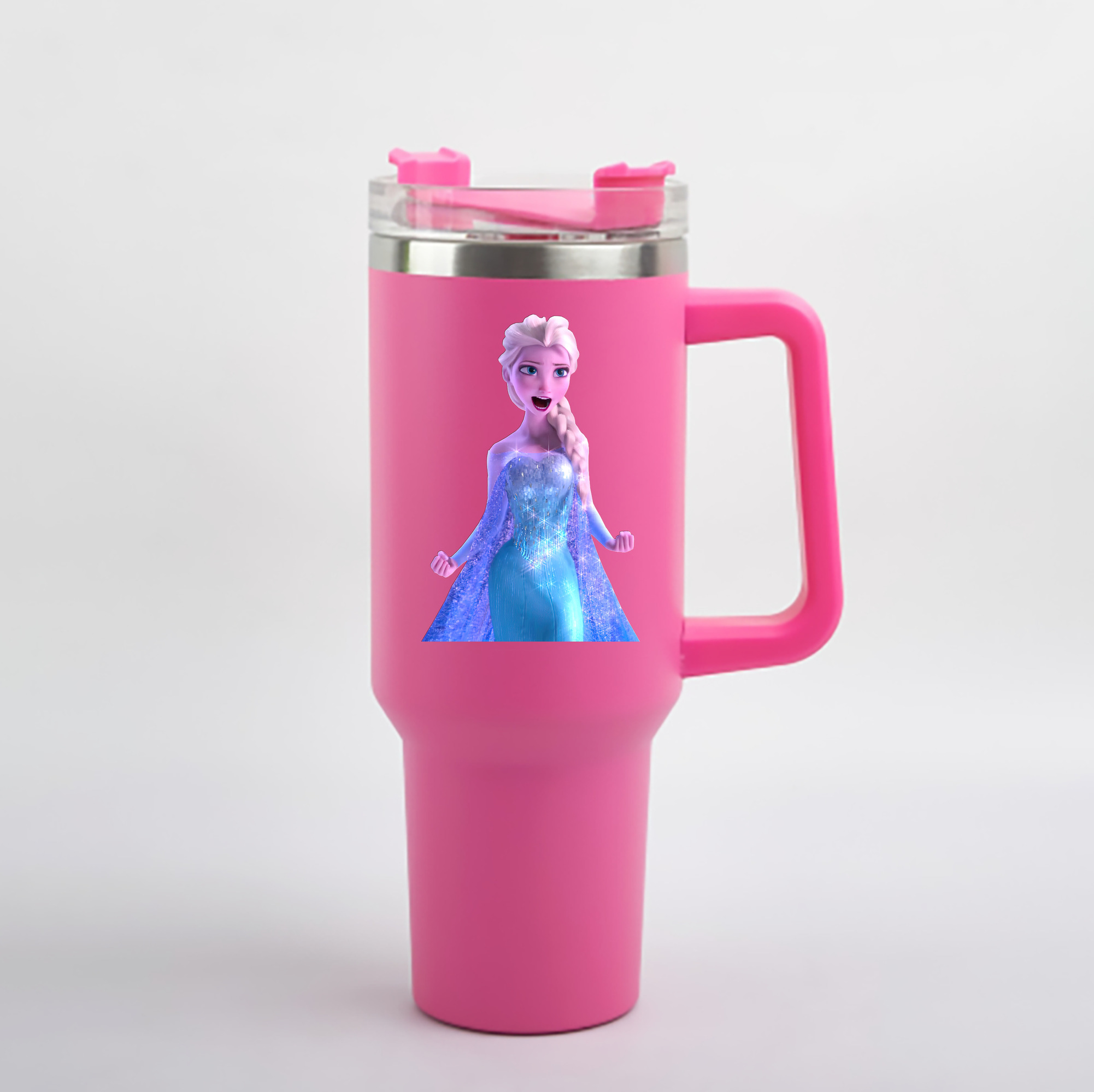 （画像用） アナと雪の女王 アンナ エルサ Frozen Anna Elsa 1200mL車用タンブラー - クリスタルステッカー（プラスチックストロー付き）
